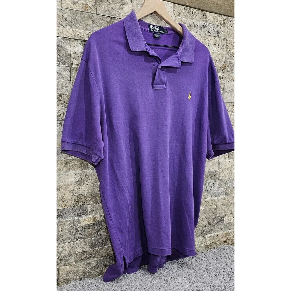 Ralph Lauren Purple Polo Shirt Men's XL 100% Cotton Embroidered Pony Golf Preppy